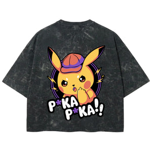 Playera streetwear premium de anime y gaming ExtraLife MX, corte boxy deluxe mineral wash heavyweight en color Acid Wash, moda urbana mexicana de culto.