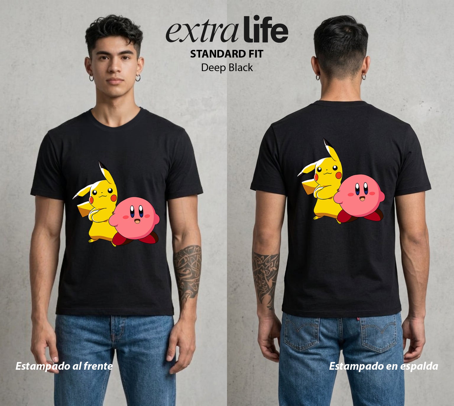Varios Mundos | El Rayo de Kanto #03451 - Playera Standard Fit | Deep Black - Foto en modelo