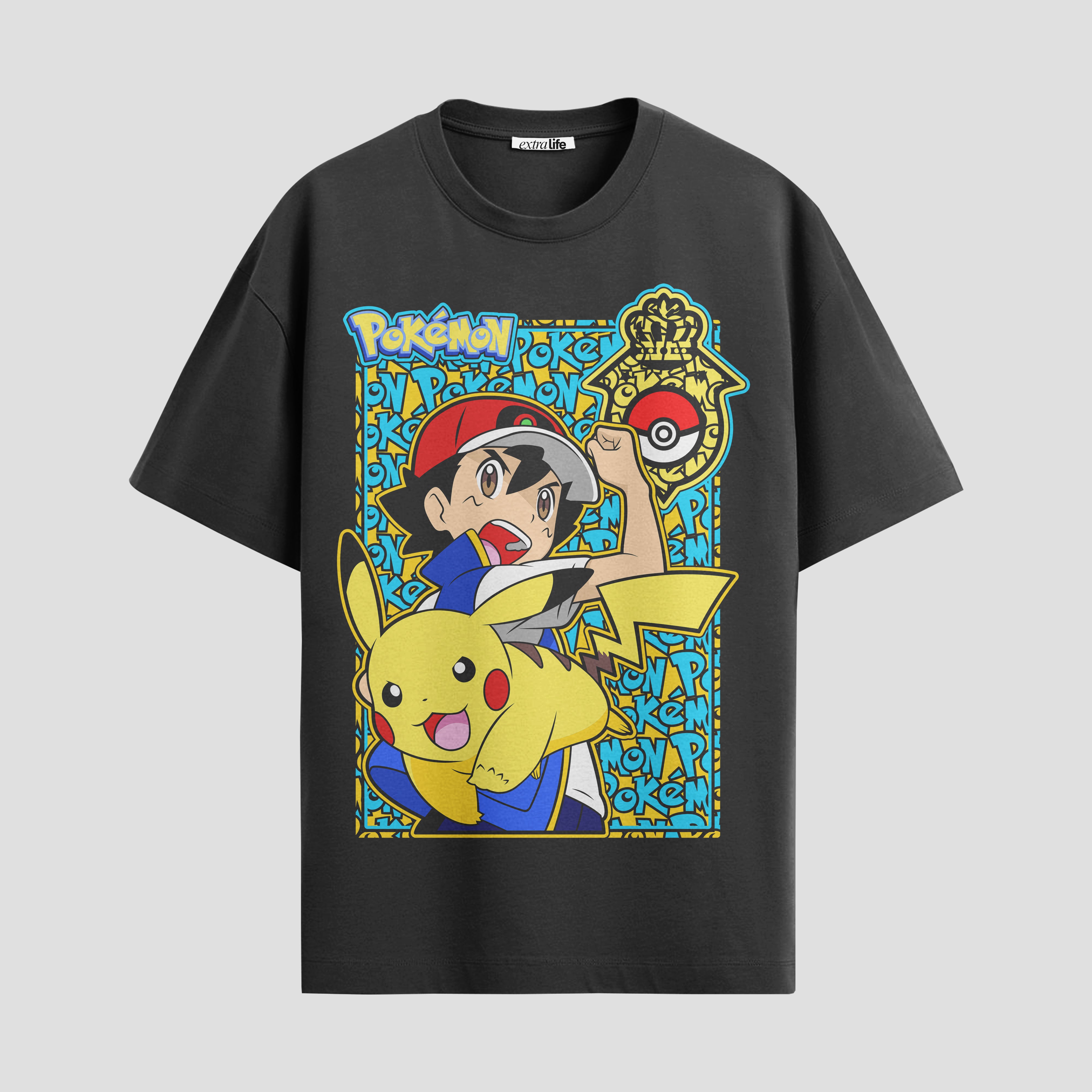 Playera urbana de anime y gaming ExtraLife MX, corte Standard Fit unisex ligero y transpirable en color Deep Black y Pure White, ropa de uso diario para gym y casual.
