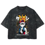 Playera streetwear premium de anime y gaming ExtraLife MX, corte boxy deluxe mineral wash heavyweight en color Acid Wash, moda urbana mexicana de culto.