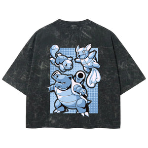 Playera streetwear premium de anime y gaming ExtraLife MX, corte boxy deluxe mineral wash heavyweight en color Acid Wash, moda urbana mexicana de culto.