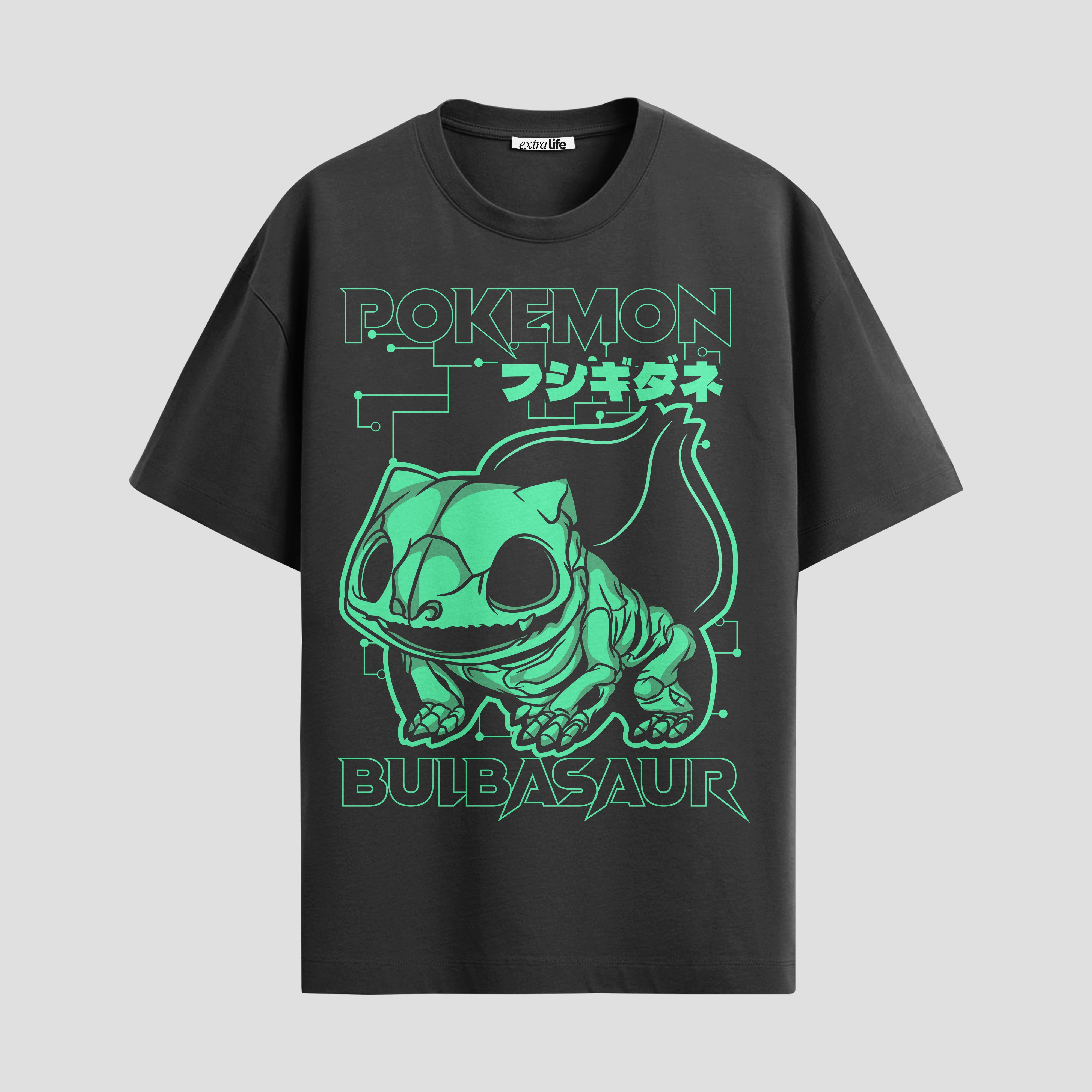 Playera urbana de anime y gaming ExtraLife MX, corte Standard Fit unisex ligero y transpirable en color Deep Black y Pure White, ropa de uso diario para gym y casual.