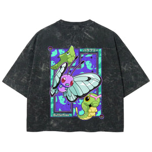 Playera streetwear premium de anime y gaming ExtraLife MX, corte boxy deluxe mineral wash heavyweight en color Acid Wash, moda urbana mexicana de culto.