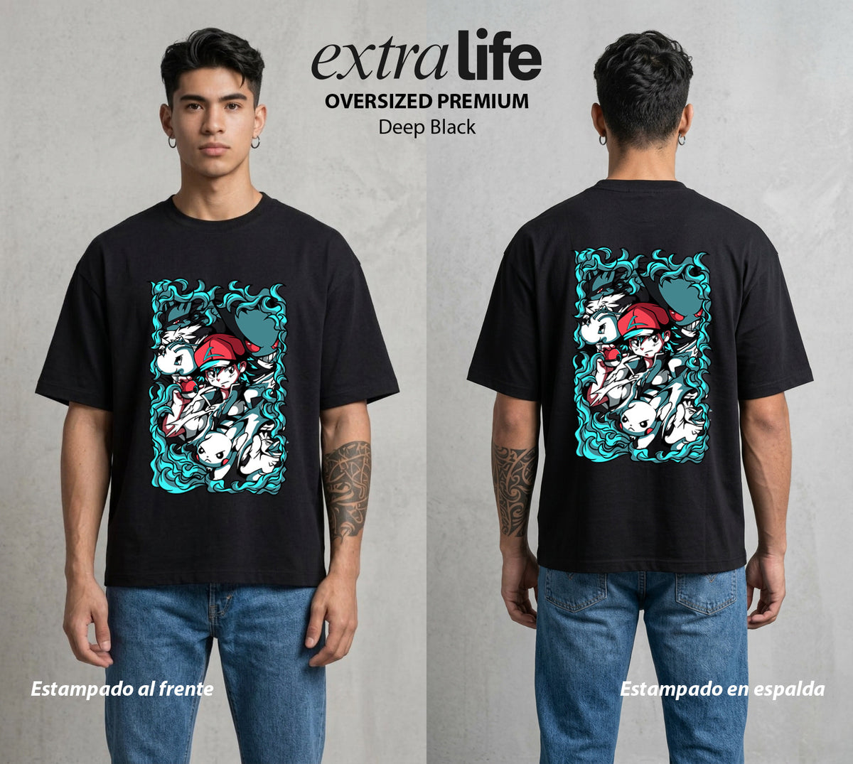 El Mundo Entrenador | Los Compañeros del Bien #03468 - Playera Oversized Premium | Deep Black - Foto en modelo