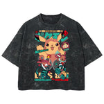 Playera streetwear premium de anime y gaming ExtraLife MX, corte boxy deluxe mineral wash heavyweight en color Acid Wash, moda urbana mexicana de culto.