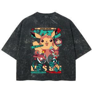 Playera streetwear premium de anime y gaming ExtraLife MX, corte boxy deluxe mineral wash heavyweight en color Acid Wash, moda urbana mexicana de culto.