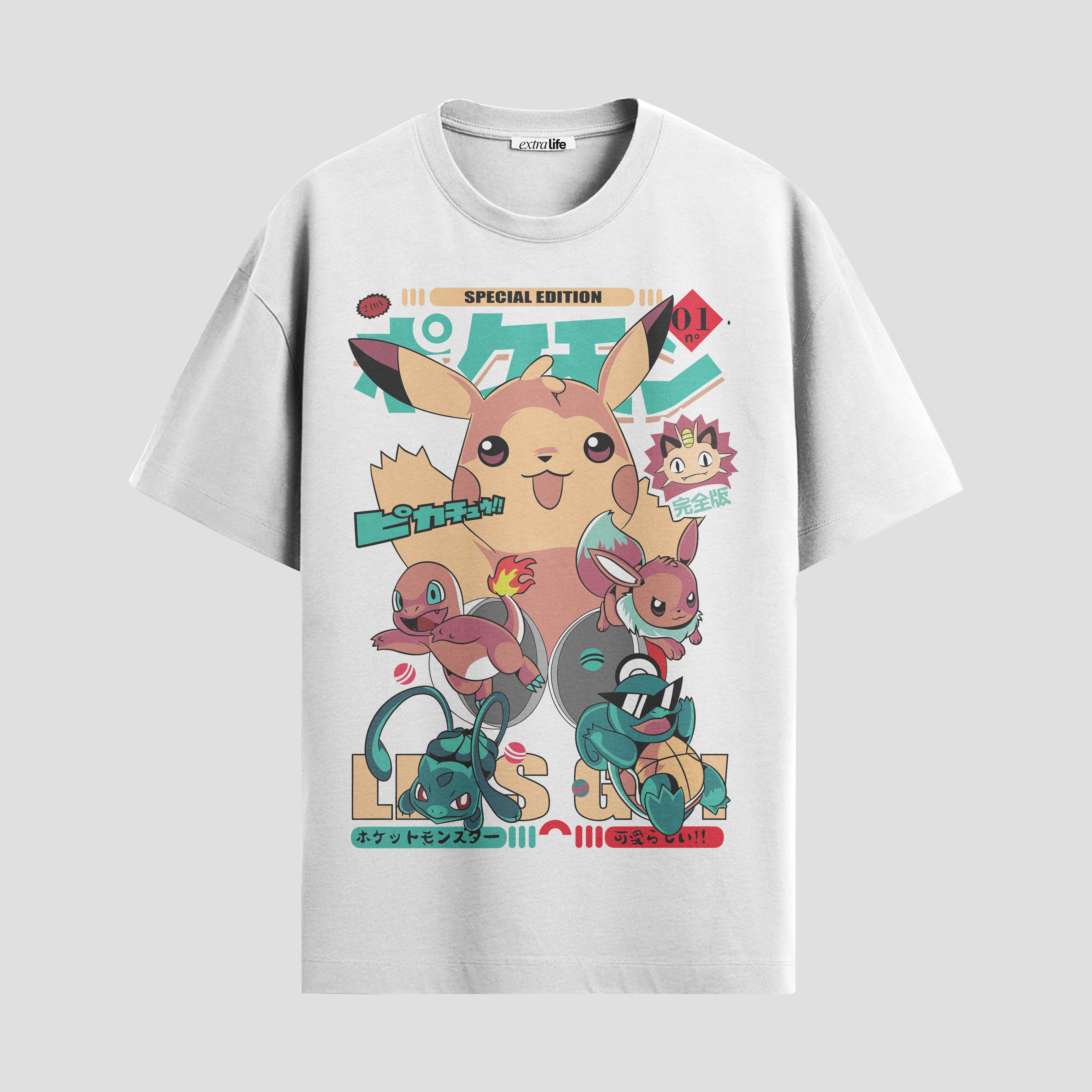 Playera urbana de anime y gaming ExtraLife MX, corte Standard Fit unisex ligero y transpirable en color Deep Black y Pure White, ropa de uso diario para gym y casual.