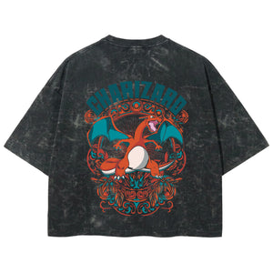 Playera streetwear premium de anime y gaming ExtraLife MX, corte boxy deluxe mineral wash heavyweight en color Acid Wash, moda urbana mexicana de culto.