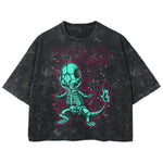 Playera streetwear premium de anime y gaming ExtraLife MX, corte boxy deluxe mineral wash heavyweight en color Acid Wash, moda urbana mexicana de culto.