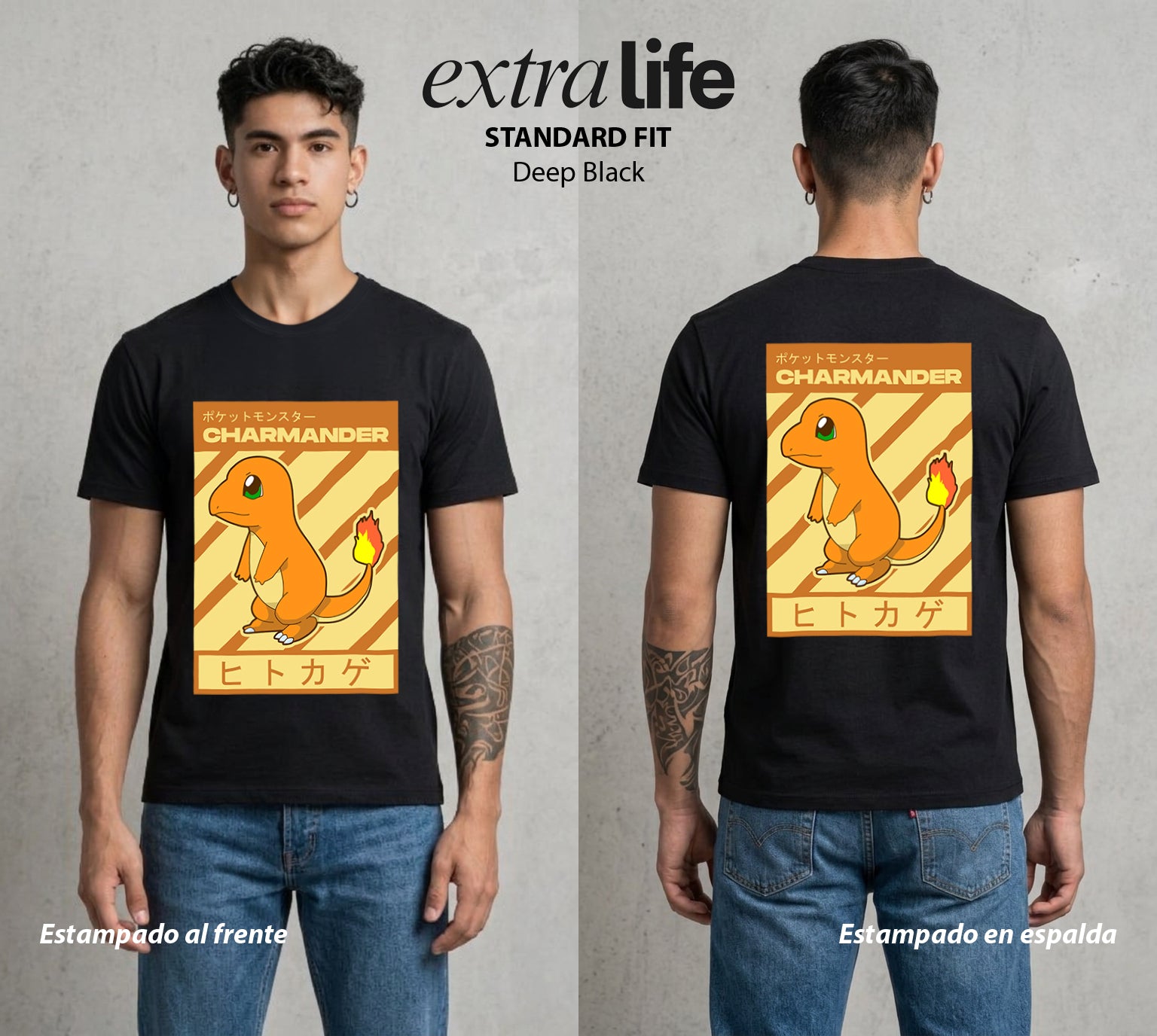 El Mundo Entrenador | La Llama del Inicio #03478 - Playera Standard Fit | Deep Black - Foto en modelo