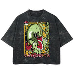 Playera streetwear premium de anime y gaming ExtraLife MX, corte boxy deluxe mineral wash heavyweight en color Acid Wash, moda urbana mexicana de culto.