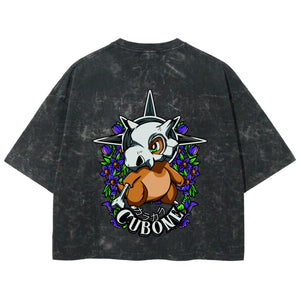 Playera streetwear premium de anime y gaming ExtraLife MX, corte boxy deluxe mineral wash heavyweight en color Acid Wash, moda urbana mexicana de culto.