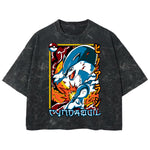 Playera streetwear premium de anime y gaming ExtraLife MX, corte boxy deluxe mineral wash heavyweight en color Acid Wash, moda urbana mexicana de culto.