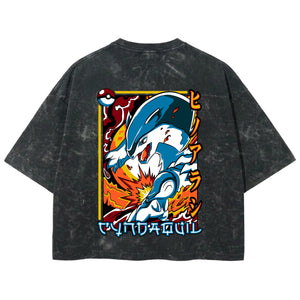 Playera streetwear premium de anime y gaming ExtraLife MX, corte boxy deluxe mineral wash heavyweight en color Acid Wash, moda urbana mexicana de culto.