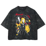 Playera streetwear premium de anime y gaming ExtraLife MX, corte boxy deluxe mineral wash heavyweight en color Acid Wash, moda urbana mexicana de culto.