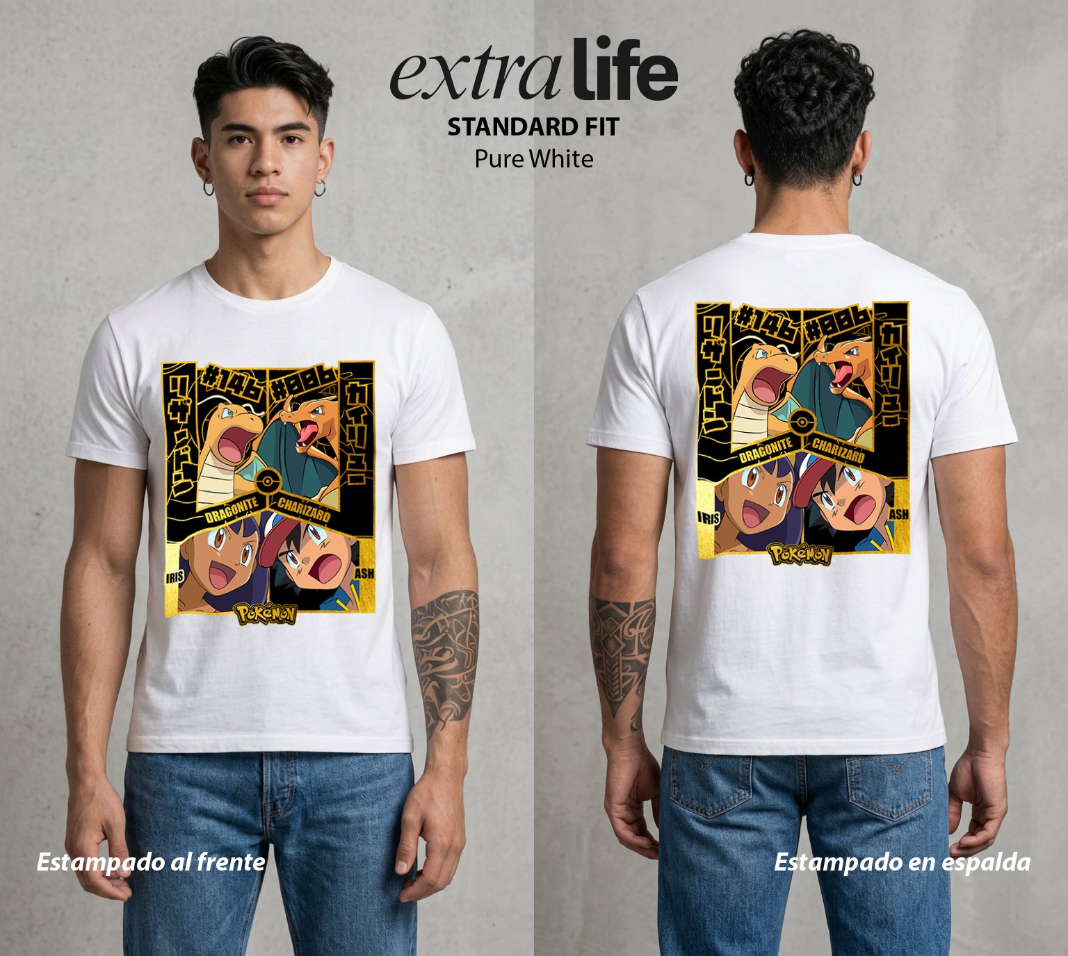 El Mundo Entrenador | El Dragon del Fuego #03484 - Playera Standard Fit | Pure White - Foto en modelo