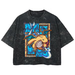Playera streetwear premium de anime y gaming ExtraLife MX, corte boxy deluxe mineral wash heavyweight en color Acid Wash, moda urbana mexicana de culto.