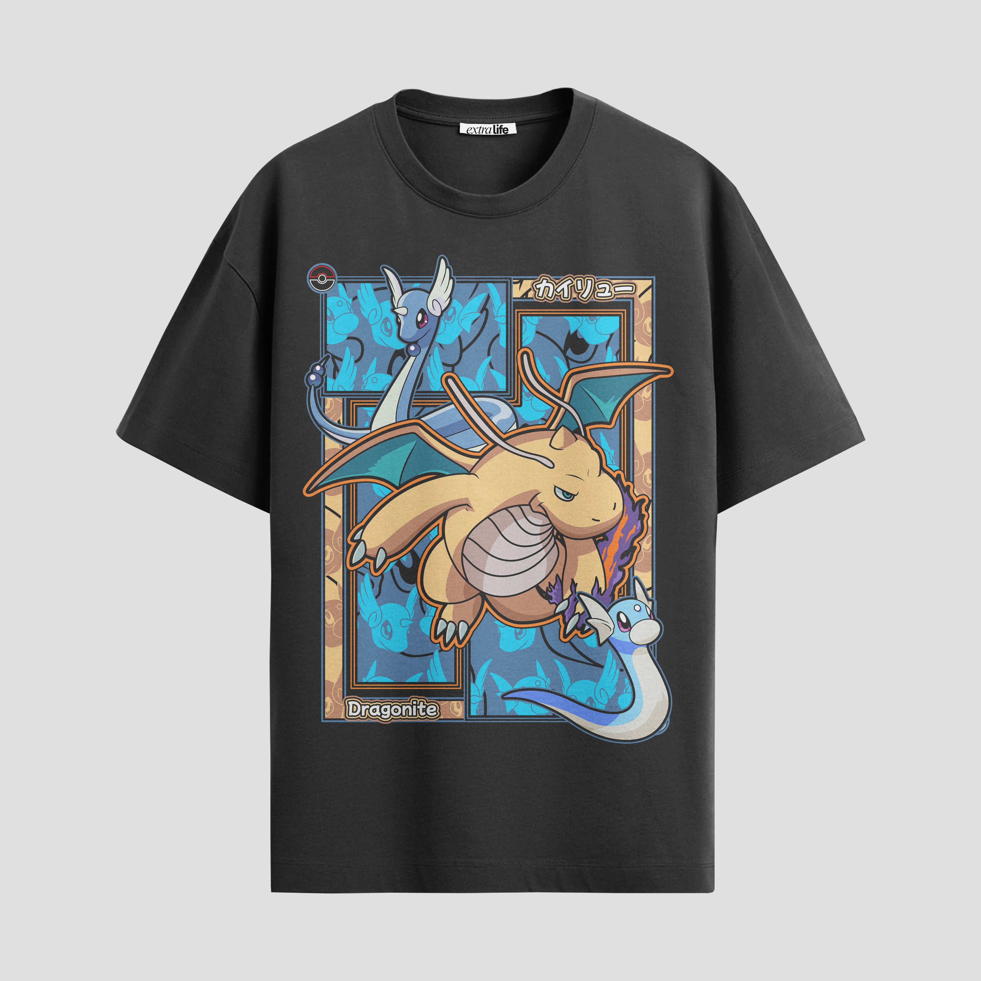 Playera urbana de anime y gaming ExtraLife MX, corte Standard Fit unisex ligero y transpirable en color Deep Black y Pure White, ropa de uso diario para gym y casual.