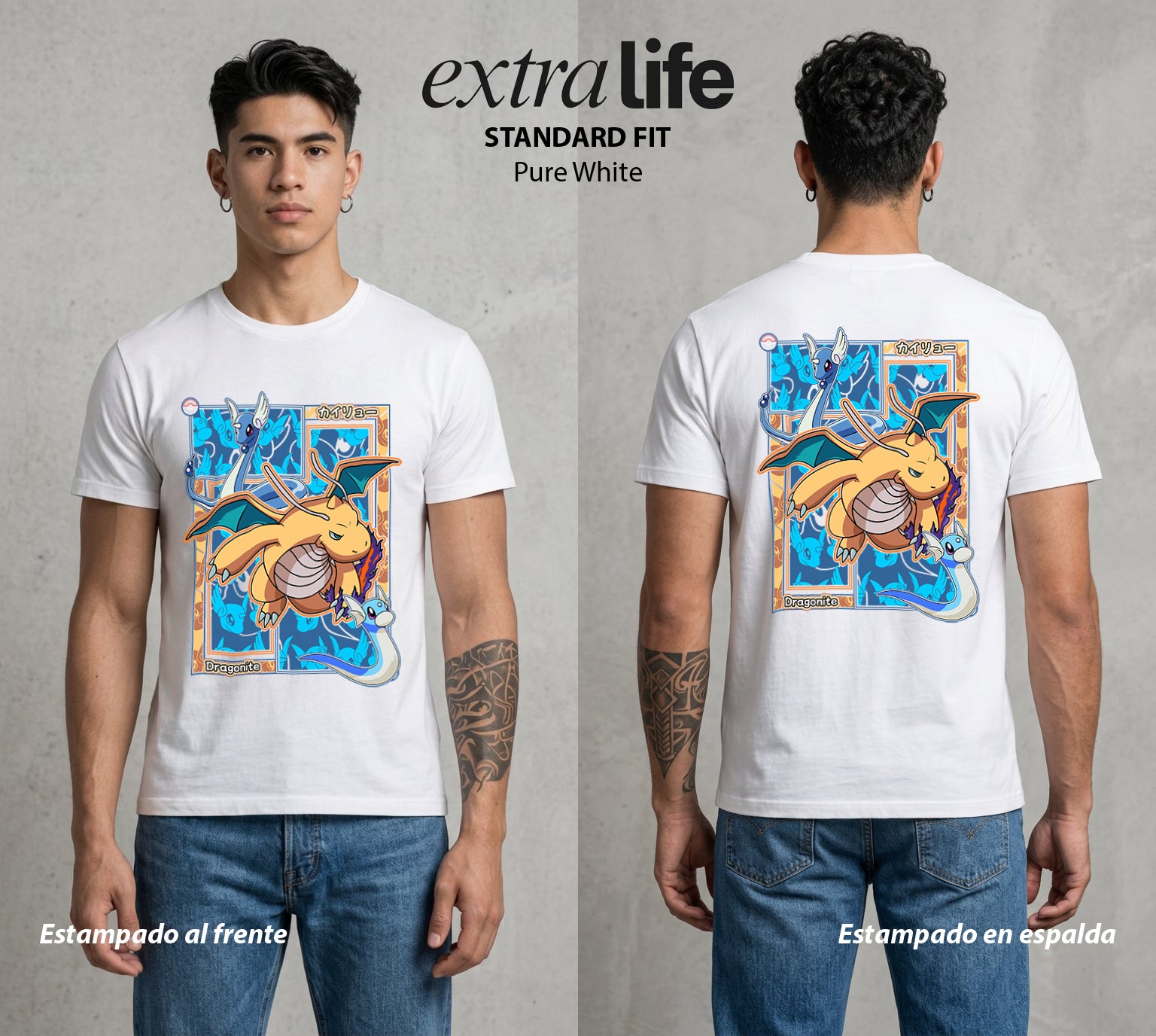 El Mundo Entrenador | El Dragon Amigable #03485 - Playera Standard Fit | Pure White - Foto en modelo