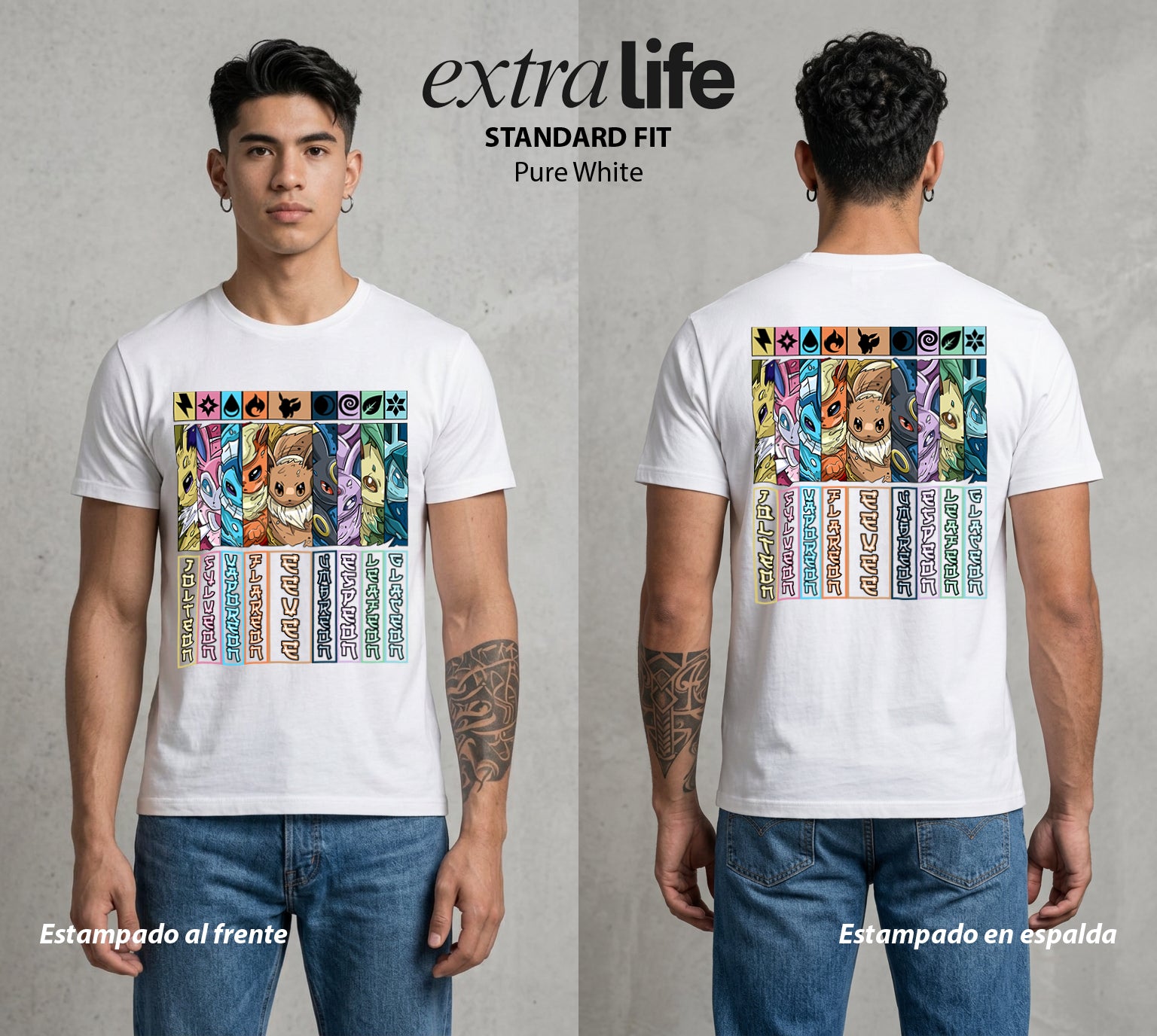 El Mundo Entrenador | Las Ocho Evoluciones #03487 - Playera Standard Fit | Pure White - Foto en modelo