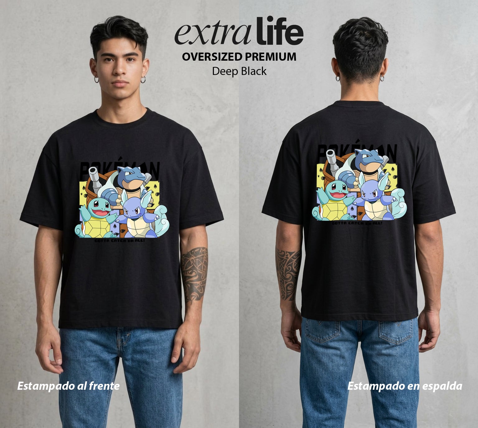 El Mundo Entrenador | La Transformacion Evolucion #03491 - Playera Oversized Premium | Deep Black - Foto en modelo