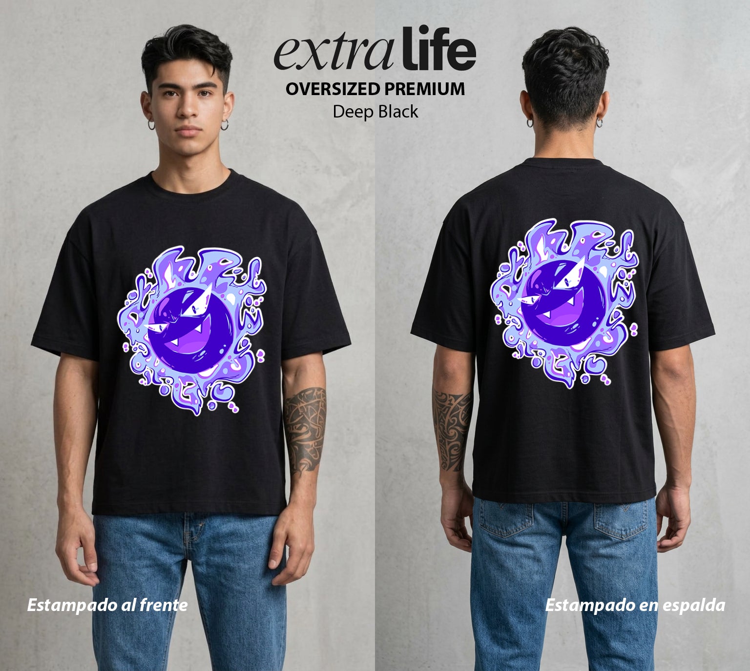 El Mundo Entrenador | El Gas del Fantasma #03496 - Playera Oversized Premium | Deep Black - Foto en modelo