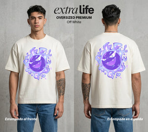 El Mundo Entrenador | El Gas del Fantasma #03496 - Playera Oversized Premium | Off White - Foto en modelo