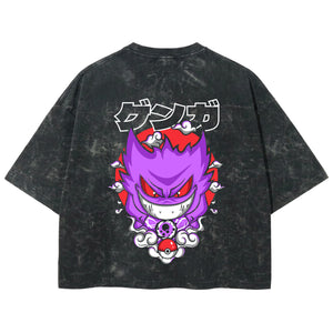 Playera streetwear premium de anime y gaming ExtraLife MX, corte boxy deluxe mineral wash heavyweight en color Acid Wash, moda urbana mexicana de culto.