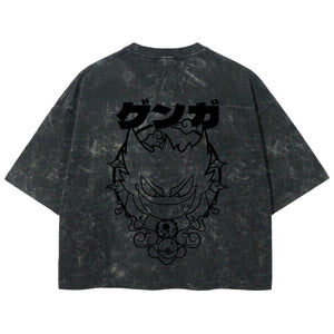 Playera streetwear premium de anime y gaming ExtraLife MX, corte boxy deluxe mineral wash heavyweight en color Acid Wash, moda urbana mexicana de culto.