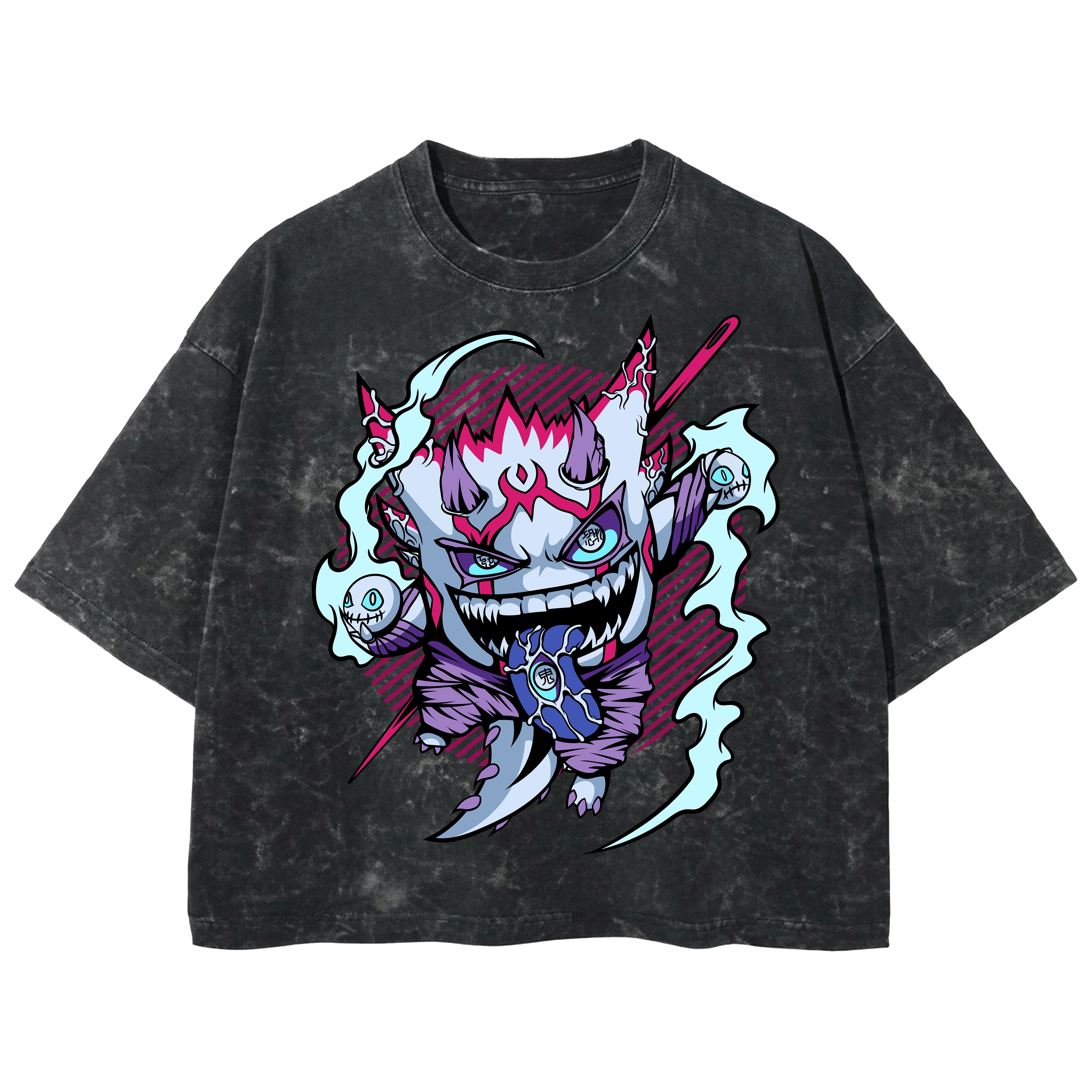 Playera streetwear premium de anime y gaming ExtraLife MX, corte boxy deluxe mineral wash heavyweight en color Acid Wash, moda urbana mexicana de culto.
