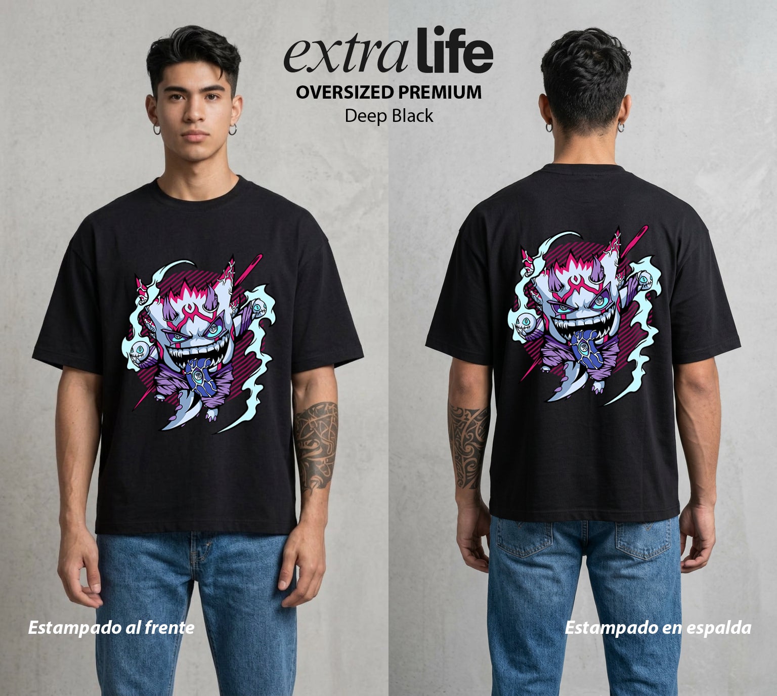 El Mundo Entrenador | La Sombra de la Noche #03504 - Playera Oversized Premium | Deep Black - Foto en modelo