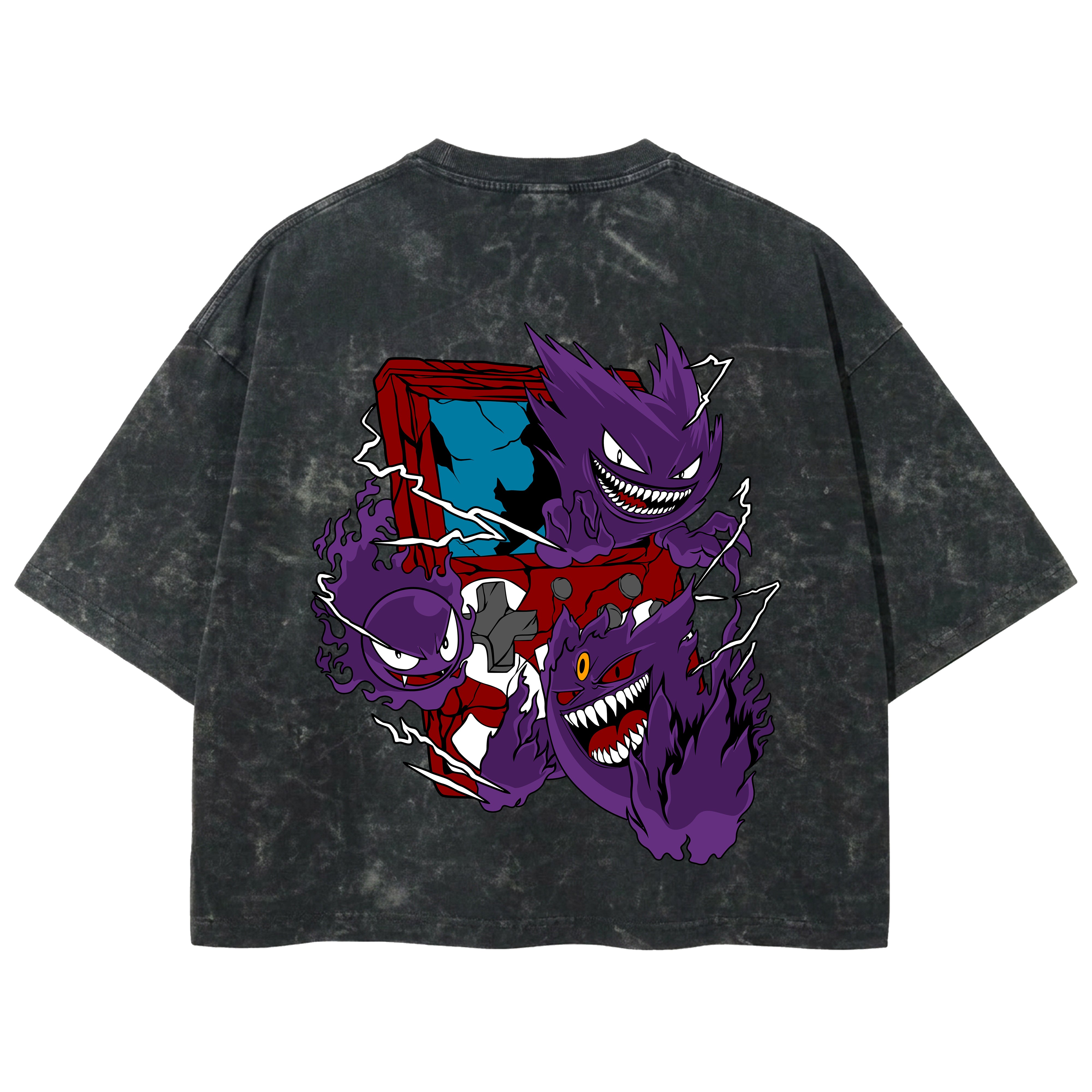 Playera streetwear premium de anime y gaming ExtraLife MX, corte boxy deluxe mineral wash heavyweight en color Acid Wash, moda urbana mexicana de culto.
