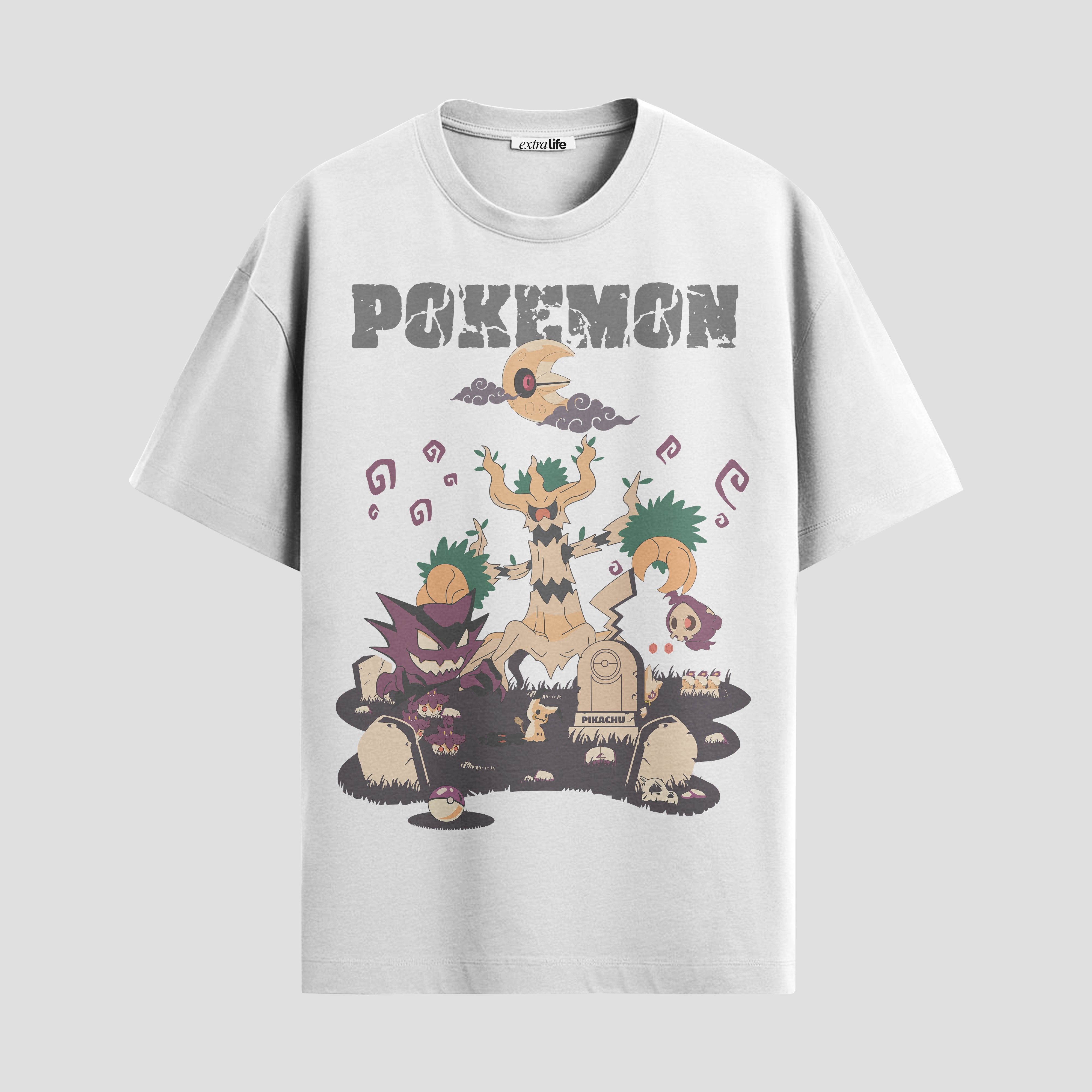 Playera urbana de anime y gaming ExtraLife MX, corte Standard Fit unisex ligero y transpirable en color Deep Black y Pure White, ropa de uso diario para gym y casual.