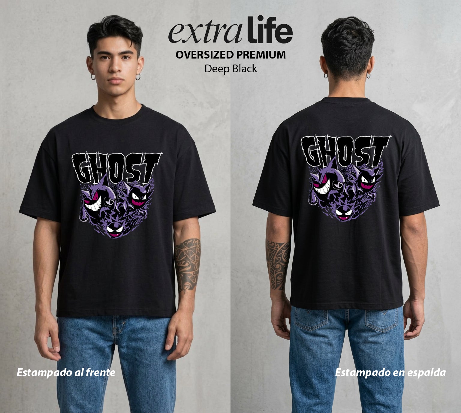 El Mundo Entrenador | El Espiritu del Bosque #03507 - Playera Oversized Premium | Deep Black - Foto en modelo