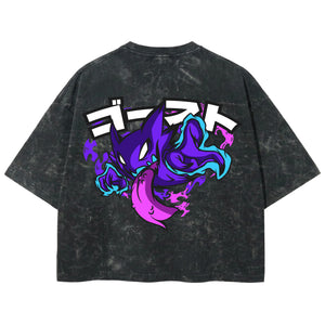 Playera streetwear premium de anime y gaming ExtraLife MX, corte boxy deluxe mineral wash heavyweight en color Acid Wash, moda urbana mexicana de culto.