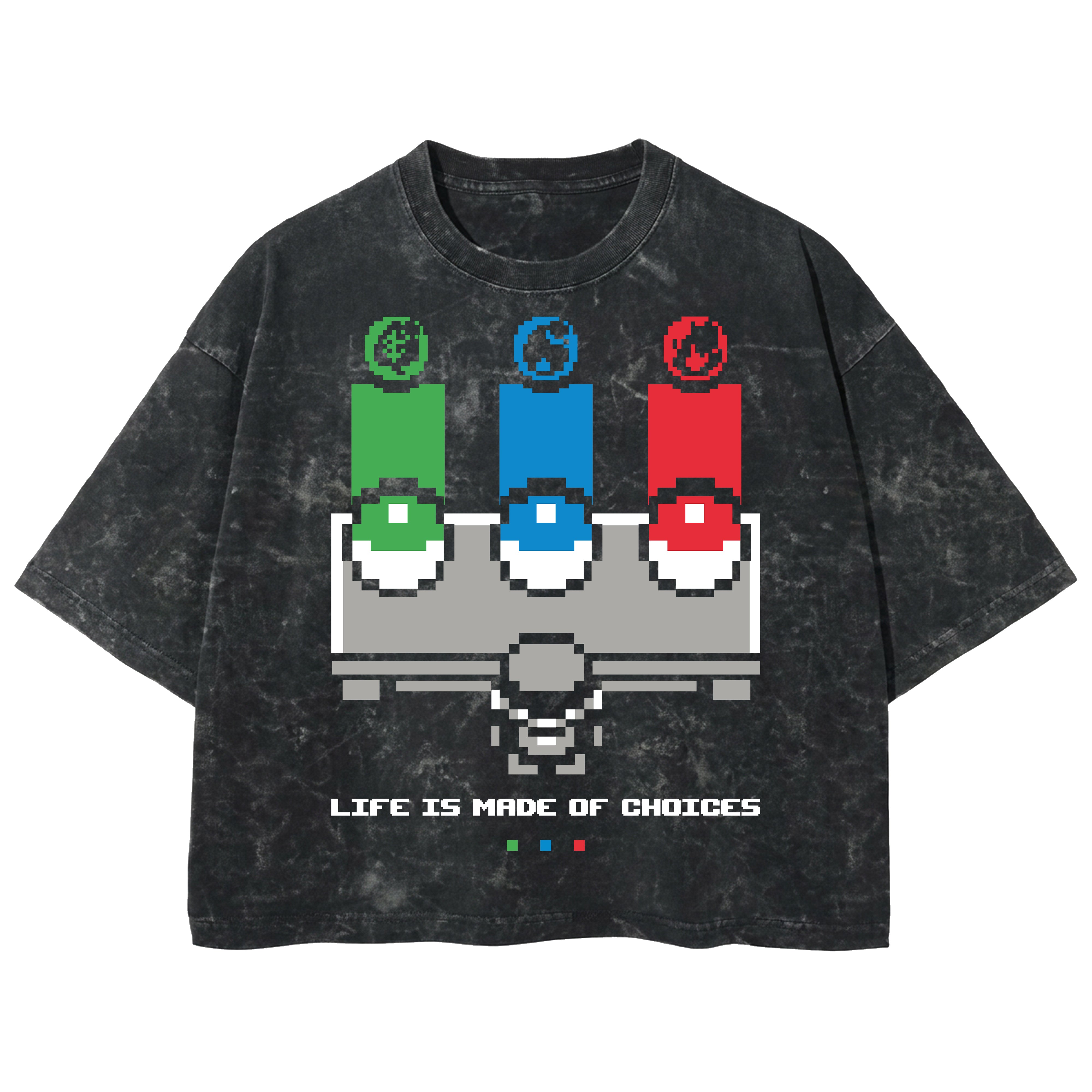 Playera streetwear premium de anime y gaming ExtraLife MX, corte boxy deluxe mineral wash heavyweight en color Acid Wash, moda urbana mexicana de culto.