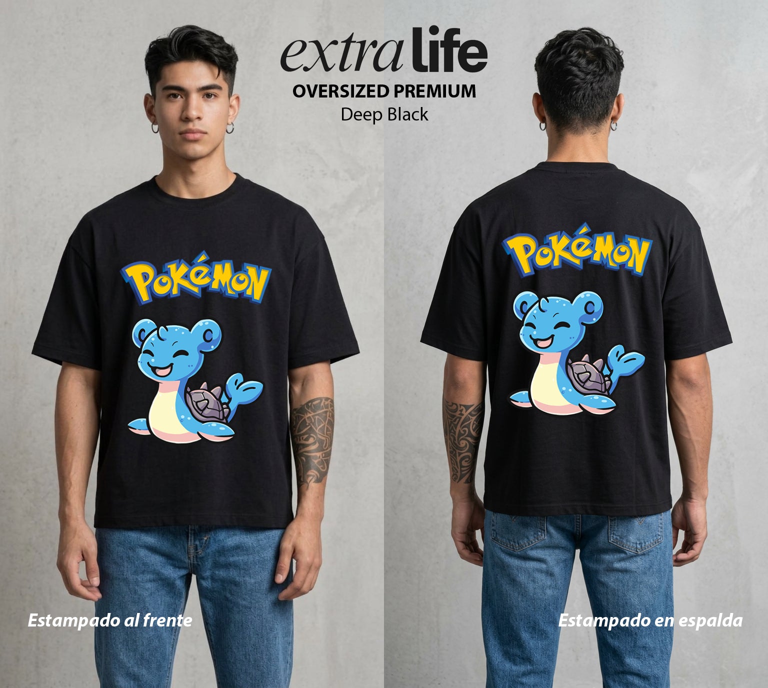 El Mundo Entrenador | El Transporte del Mar #03516 - Playera Oversized Premium | Deep Black - Foto en modelo
