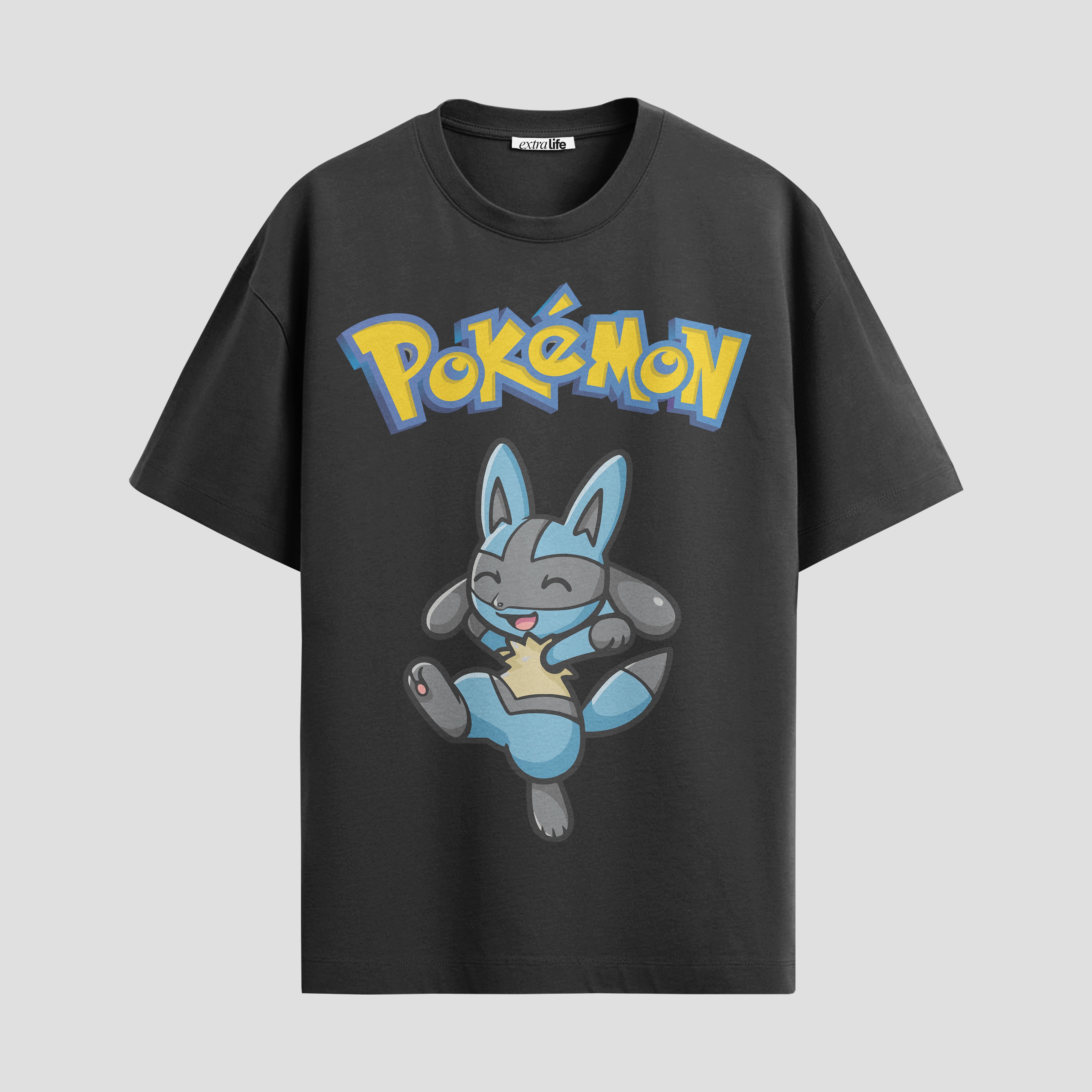 Playera urbana de anime y gaming ExtraLife MX, corte Standard Fit unisex ligero y transpirable en color Deep Black y Pure White, ropa de uso diario para gym y casual.