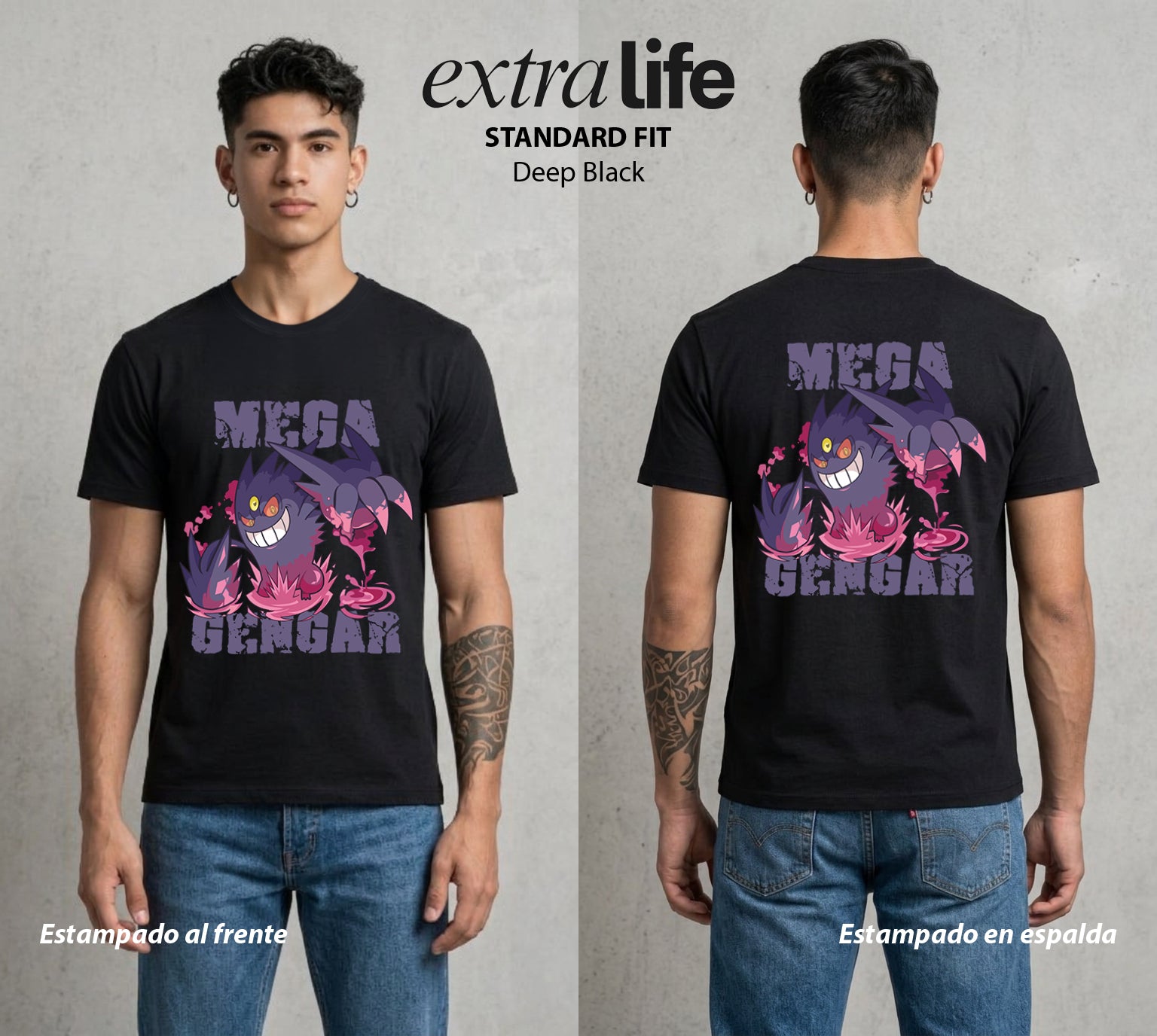 El Mundo Entrenador | La Sombra de la Noche #03522 - Playera Standard Fit | Deep Black - Foto en modelo