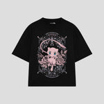Playera streetwear premium de anime y gaming ExtraLife MX, corte oversized drop shoulder ligero y fresco en color Deep Black y Off-White, moda urbana mexicana de culto.