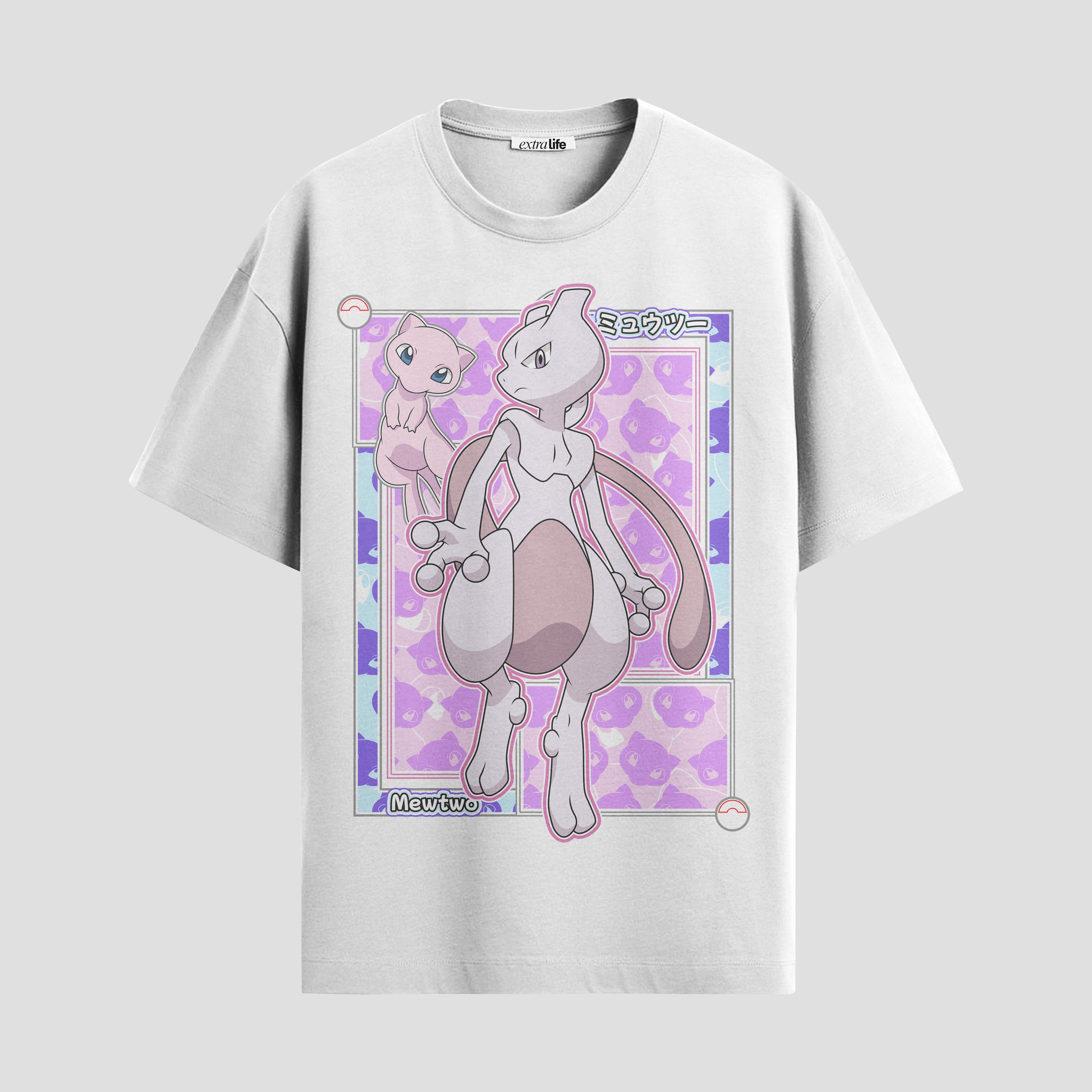 Playera urbana de anime y gaming ExtraLife MX, corte Standard Fit unisex ligero y transpirable en color Deep Black y Pure White, ropa de uso diario para gym y casual.
