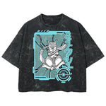 Playera streetwear premium de anime y gaming ExtraLife MX, corte boxy deluxe mineral wash heavyweight en color Acid Wash, moda urbana mexicana de culto.