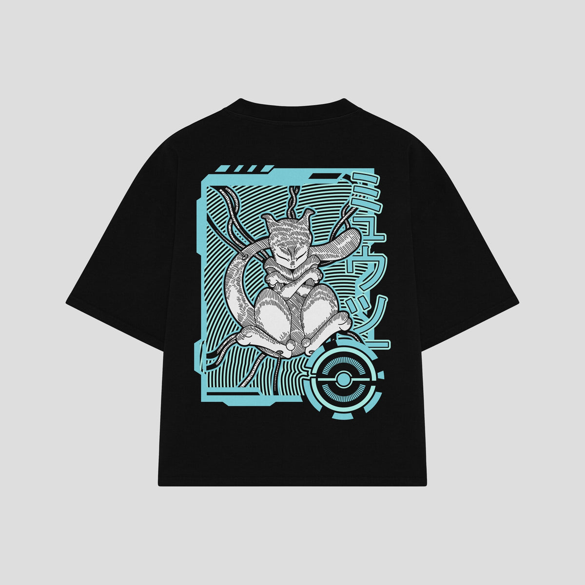 Playera streetwear premium de anime y gaming ExtraLife MX, corte oversized drop shoulder ligero y fresco en color Deep Black y Off-White, moda urbana mexicana de culto.