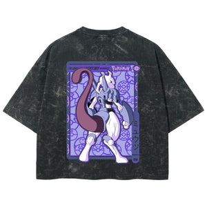 Playera streetwear premium de anime y gaming ExtraLife MX, corte boxy deluxe mineral wash heavyweight en color Acid Wash, moda urbana mexicana de culto.