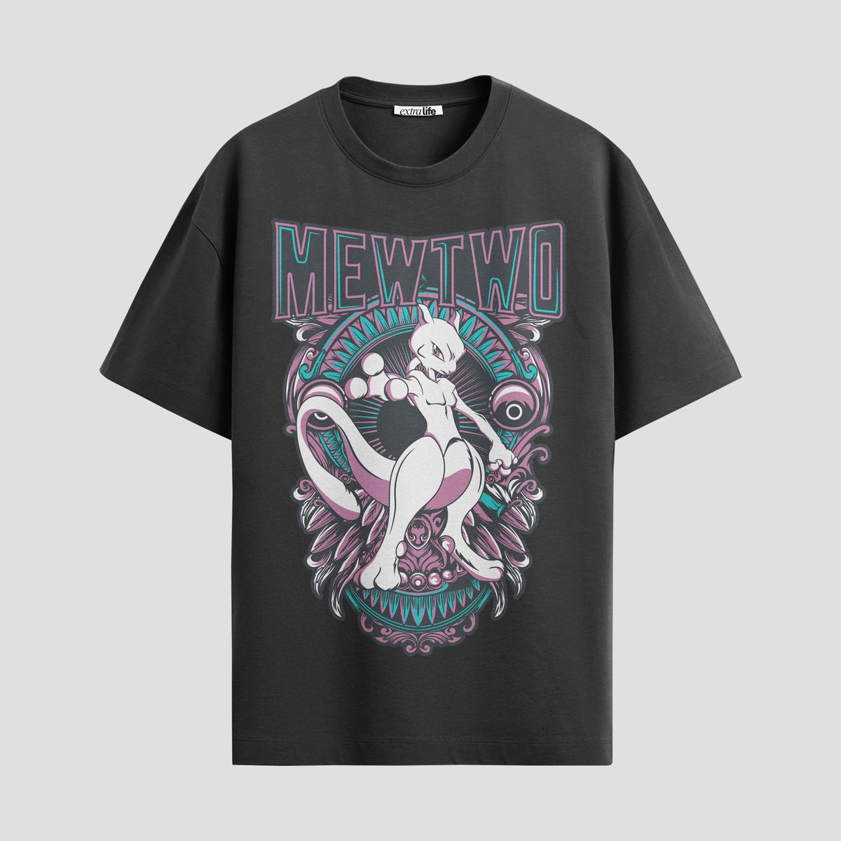 Playera urbana de anime y gaming ExtraLife MX, corte Classic Premium unisex ligero y transpirable en color Deep Black y Pure White, ropa de uso diario para gym y casual.