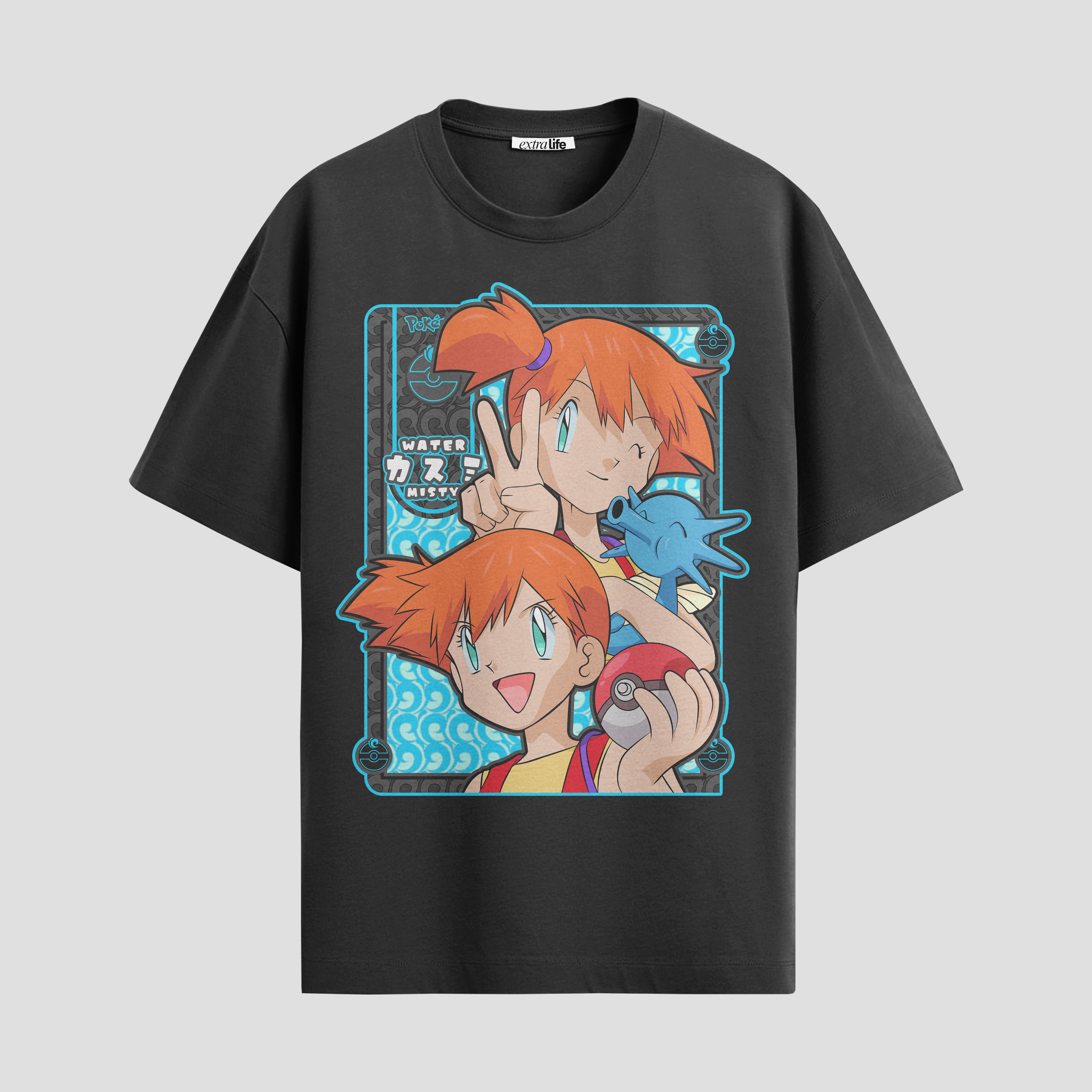 Playera urbana de anime y gaming ExtraLife MX, corte Standard Fit unisex ligero y transpirable en color Deep Black y Pure White, ropa de uso diario para gym y casual.