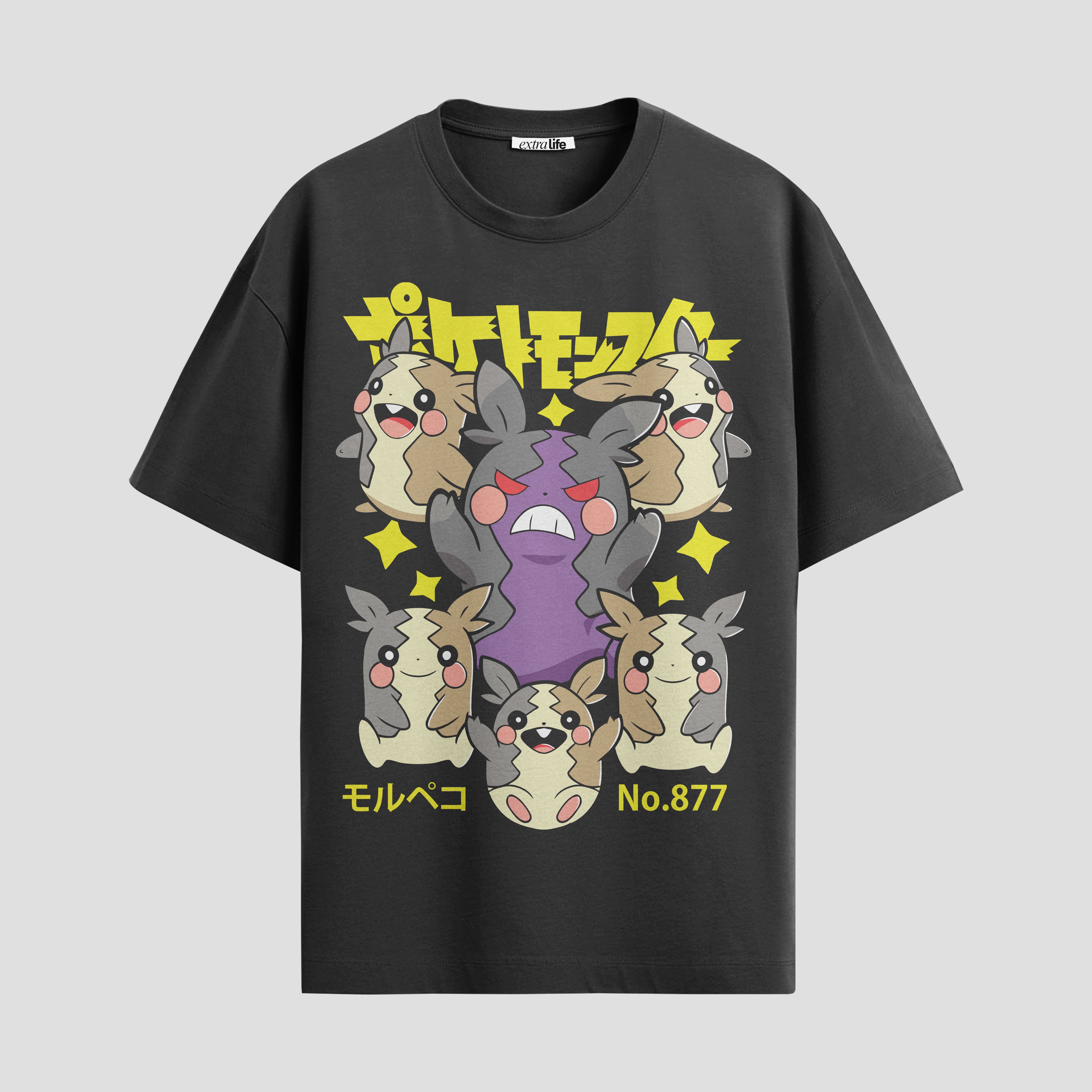 Playera urbana de anime y gaming ExtraLife MX, corte Standard Fit unisex ligero y transpirable en color Deep Black y Pure White, ropa de uso diario para gym y casual.