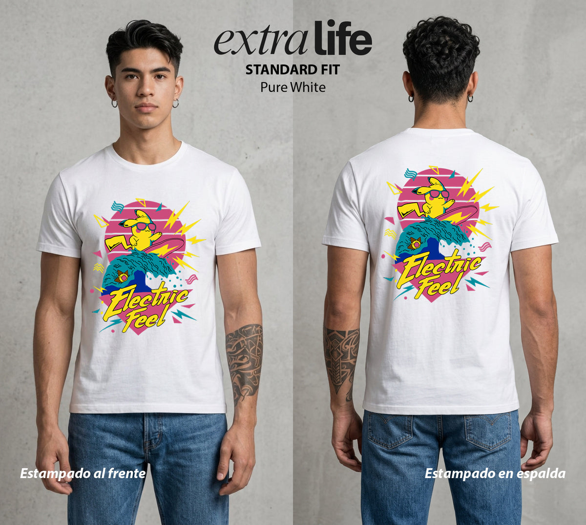 El Mundo Entrenador | El Rayo de Kanto Electrico #03536 - Playera Classic Premium | Pure White - Foto en modelo