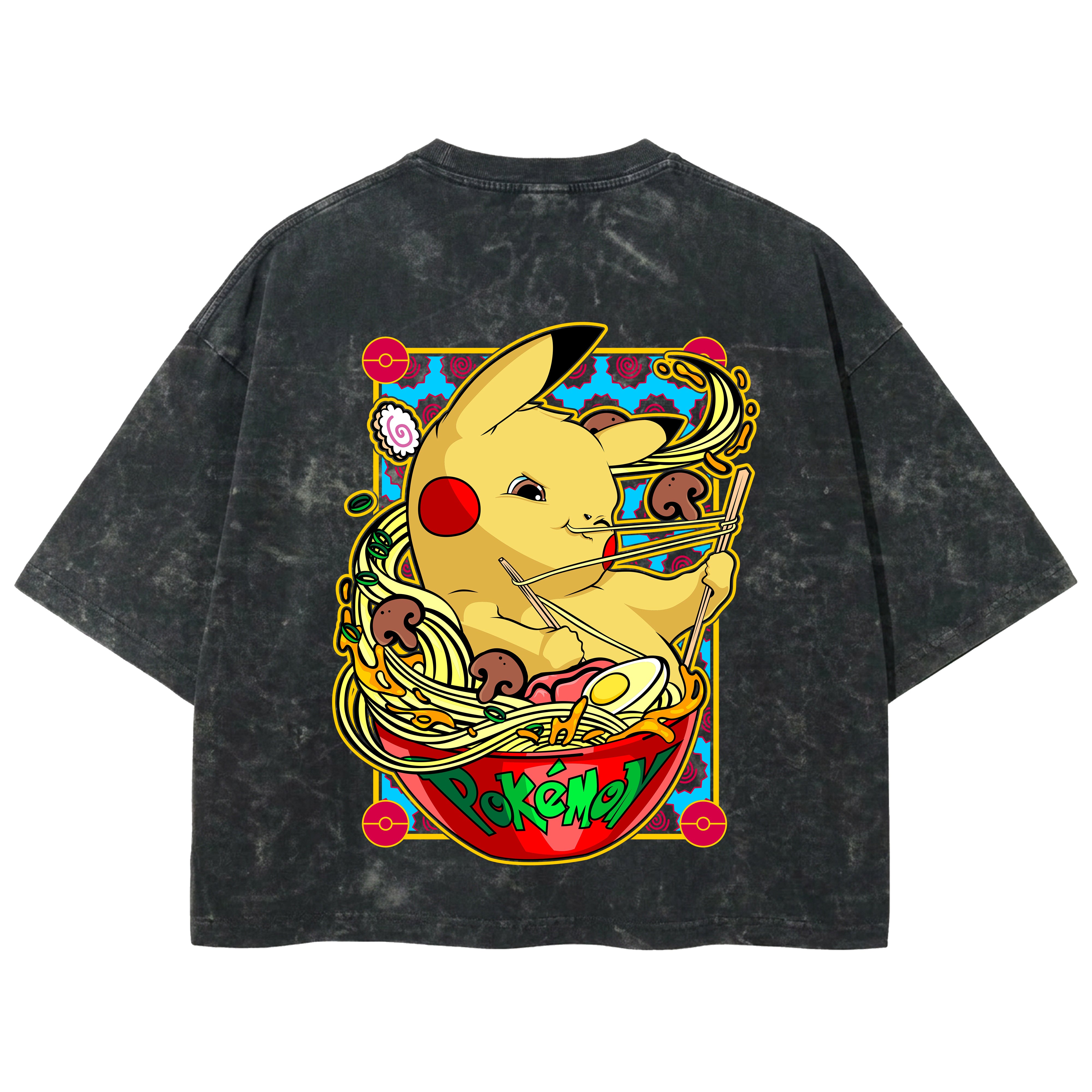 Playera streetwear premium de anime y gaming ExtraLife MX, corte boxy deluxe mineral wash heavyweight en color Acid Wash, moda urbana mexicana de culto.