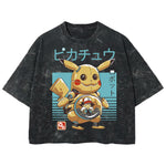 Playera streetwear premium de anime y gaming ExtraLife MX, corte boxy deluxe mineral wash heavyweight en color Acid Wash, moda urbana mexicana de culto.